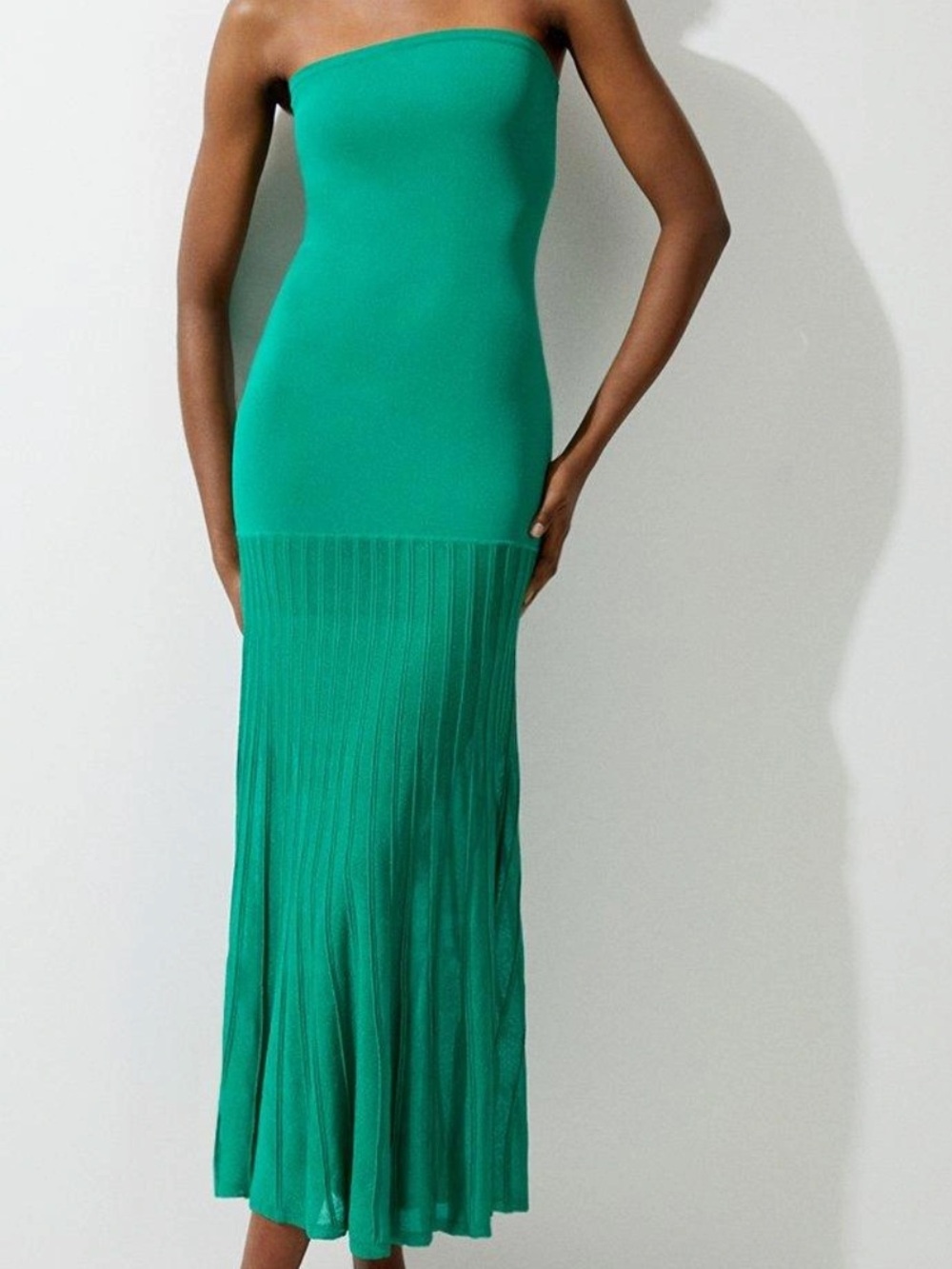Karen Millen Strapless Emerald Green Knit Maxi Dress size XS worn once